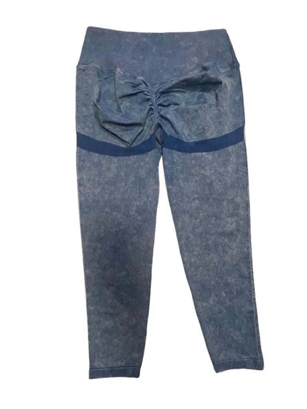 AQ Sports Seamless Scrunch Butt Crossover Waist Acid Wash Yoga Leggings